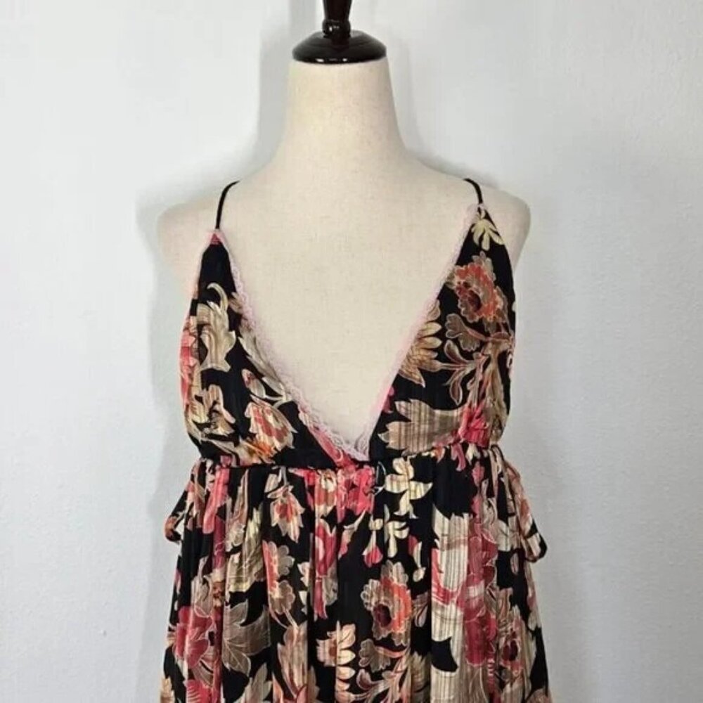 FREE PEOPLE Primmy Printed  Maxi Dress XL Black Combo NEW - Picture 4 of 10